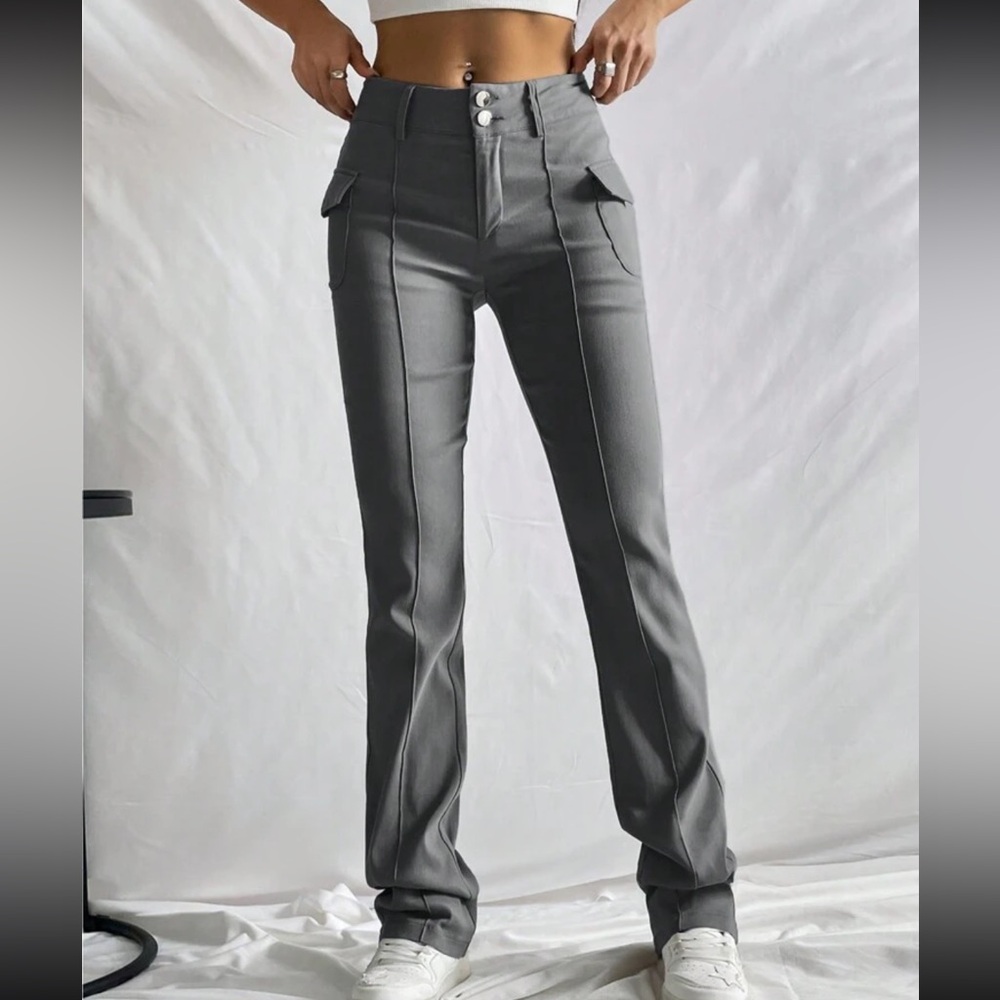 Y2K Bootcut Stretchy Gray Pants New